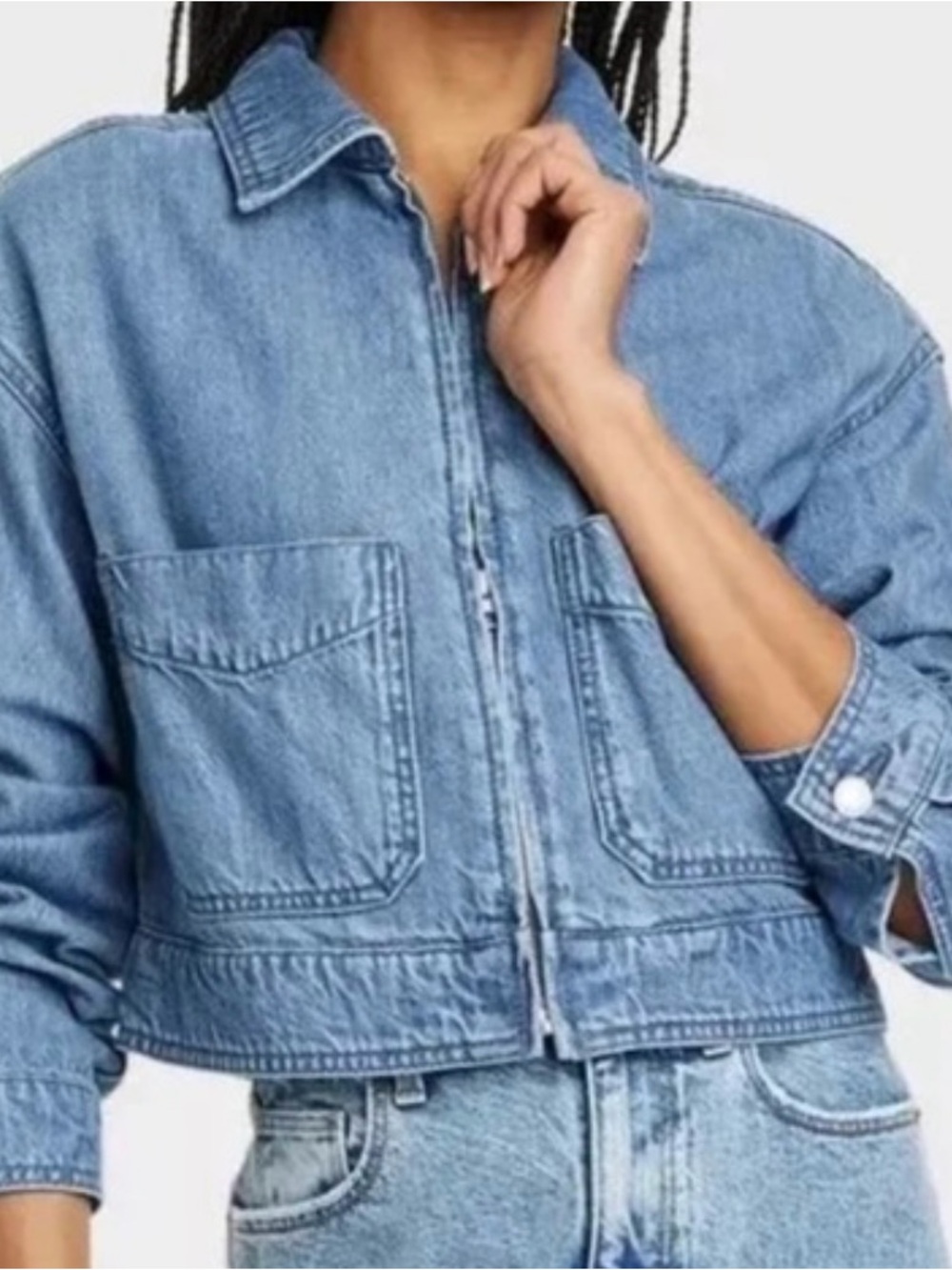 Universal Thread Light Blue Zip-Front Denim Jacket.Preowned
